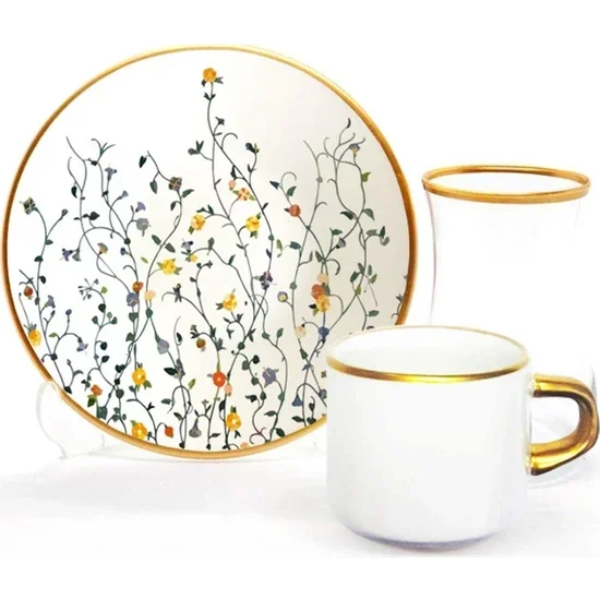 

Toygar Damla Asena Tea Coffee Set 6+6 Colored Branches