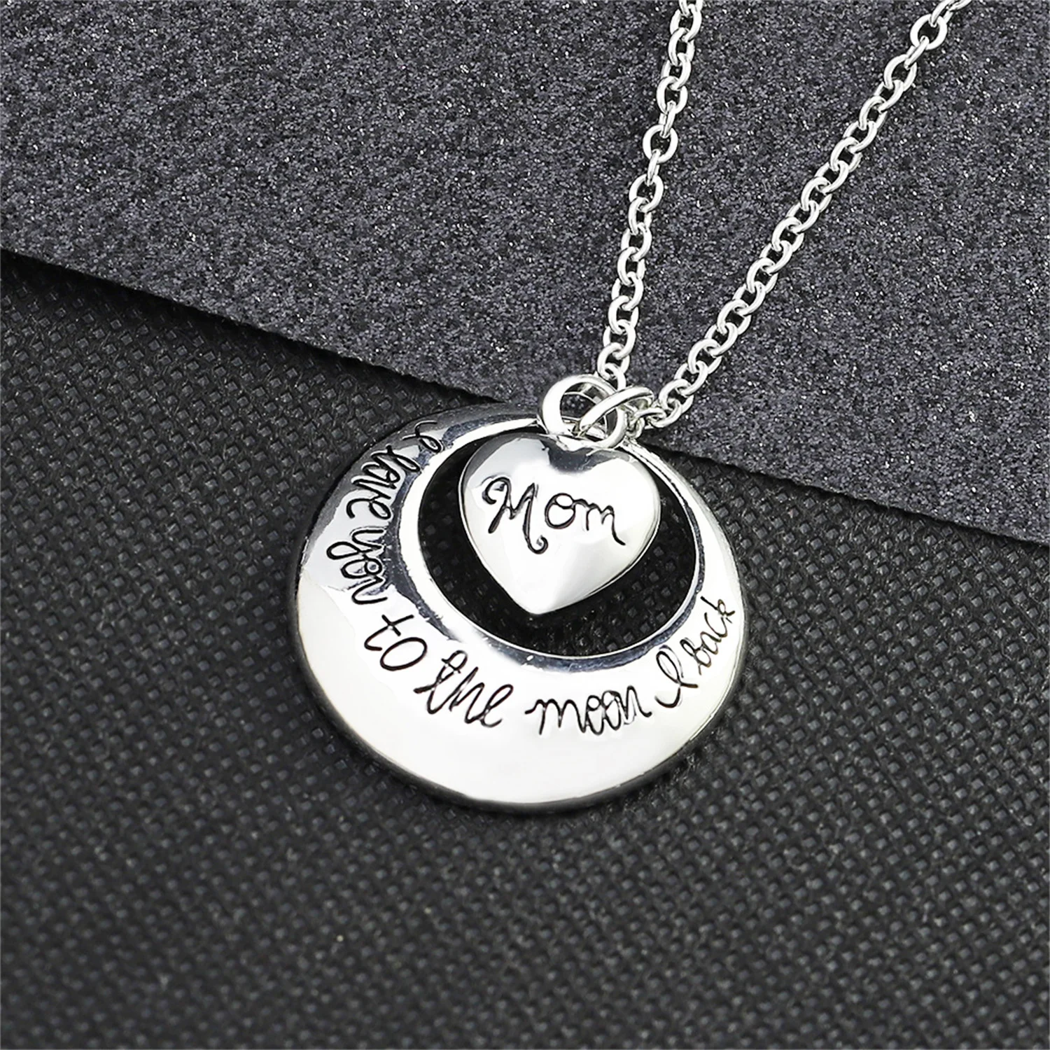 Moon Heart Corrosive Perfume Box Necklace Jewelry Thanksgiving Gift Engraved I LOVE YOU TO THE MOON AND BACK