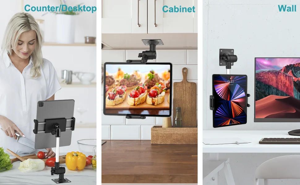 Aluminum Wall Mount Bracket for Tablet PC, Aluminum Alloy Phone Stand with 360° Swivel Foldable Arm Wall Mount Bracket for Table