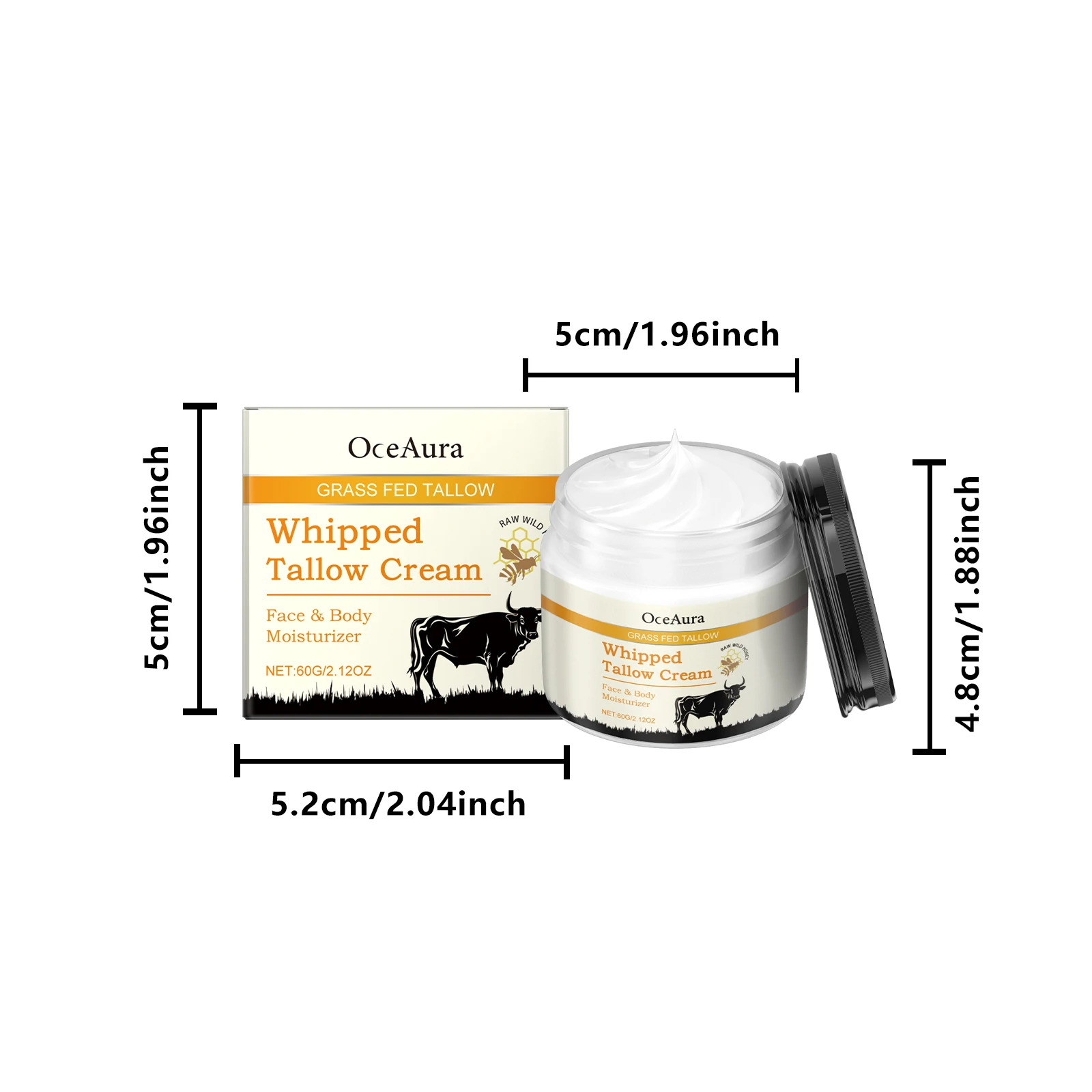 Oceaura Whipped Tallow Balm Moisturizing Reduce Dryness Improve Smoothness Light Fragrance Softening Face Body Skin Tallow Balm - Image 6