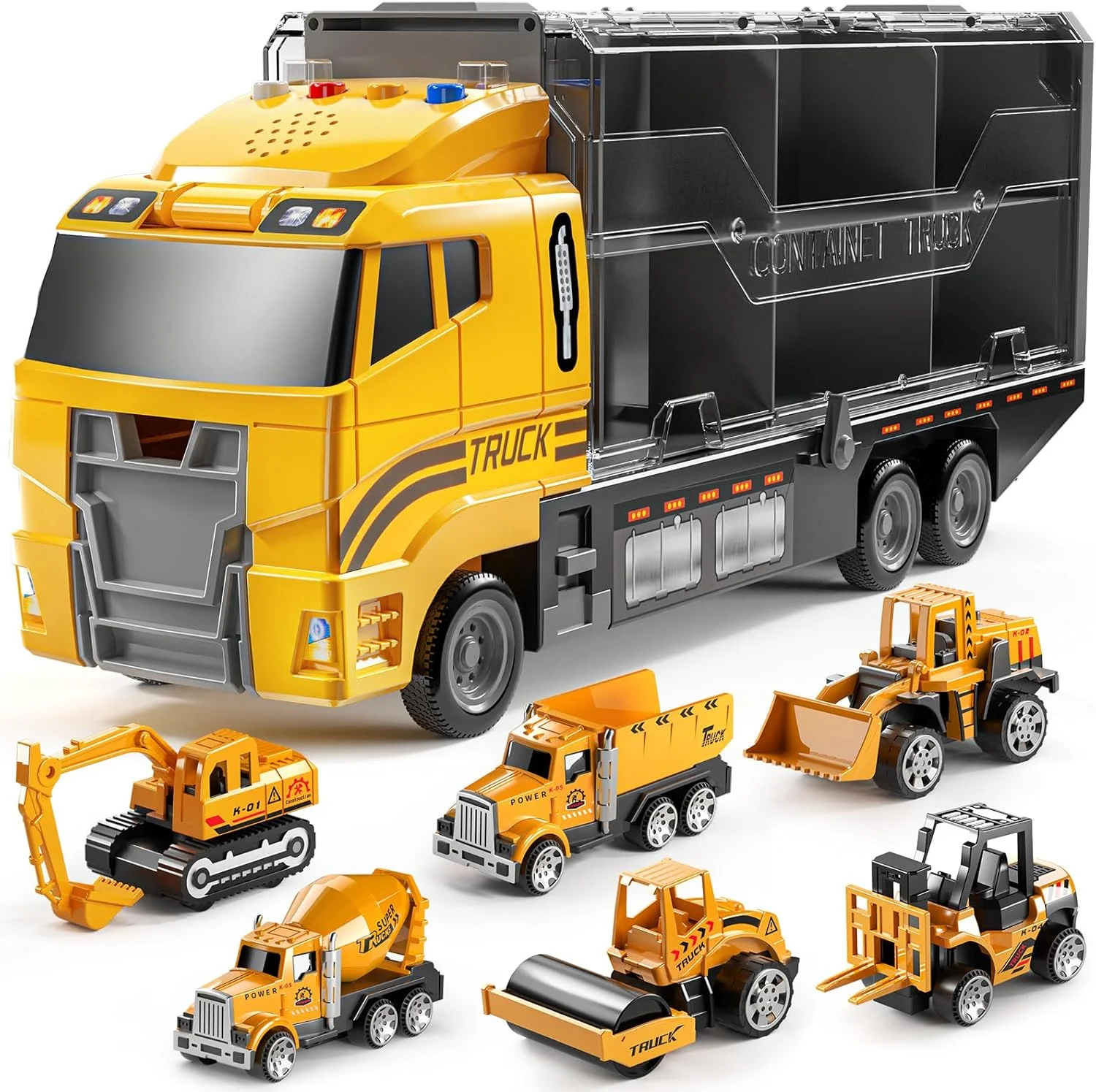 

Toddler Toys for 3-9 Years Old Boys, Construction Toys Car Transport Vehicle W/Play Mat, Die-cast Alloy Engineering Vehicle Gift