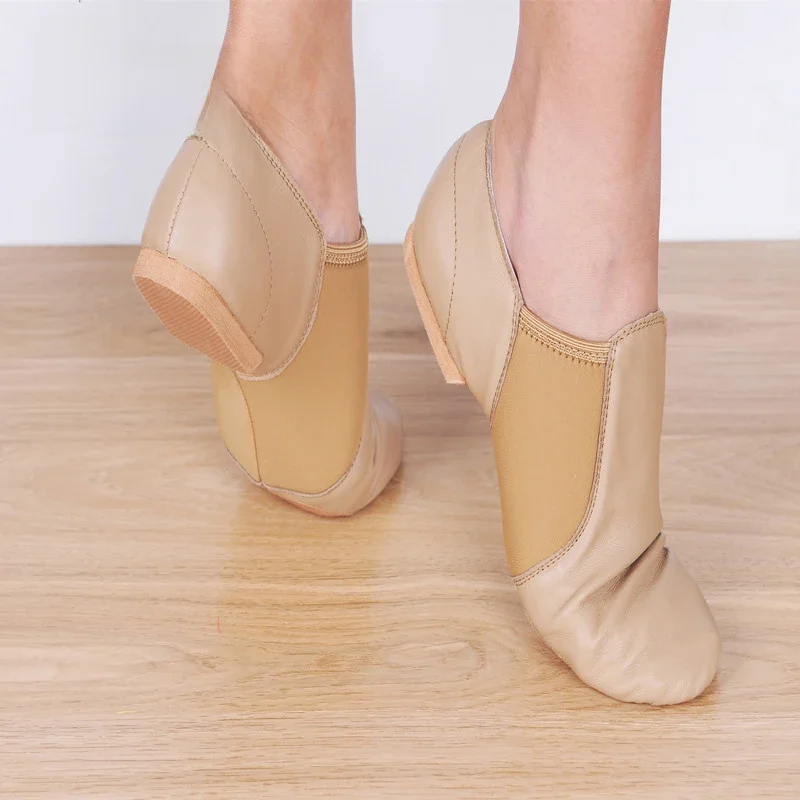 Echt leer Jazzdansschoenen Tan Zwart Antislipzool Balletschoenen Hoge kwaliteit Volwassenen Danssneakers voor meisjes Vrouwen - afbeelding 2