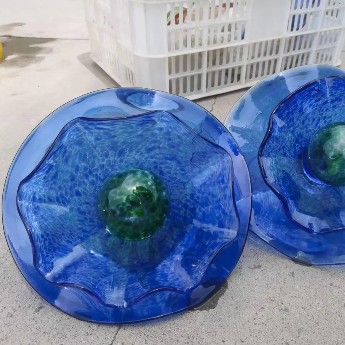 

6 шт. Роскошные муранские стеклянные синие тарелки ручной работы, настенное искусство, озеро, дом, океанское украшение, подвесные украшения для бассейна