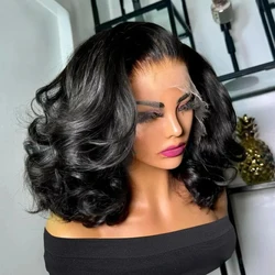 200% Density Short Bob Wigs Body Wave 13x4 Lace Frontal Human Hair Wigs Short Bob 4x4 Closure Wig Preplucked Body Wave For Women