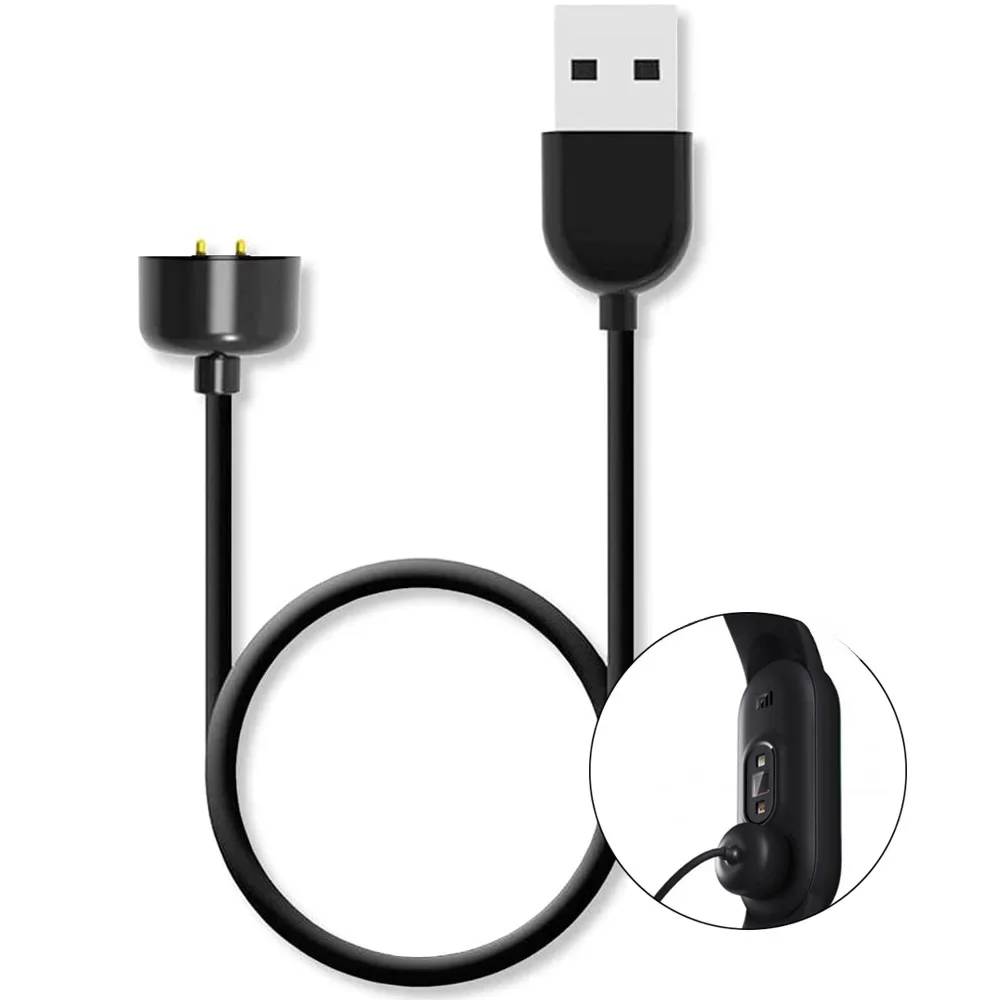 Xiaomi-Pulseira Inteligente com Cabo de Carregamento USB, Mi Band 5, Mi Band 6, Relógio Inteligente,