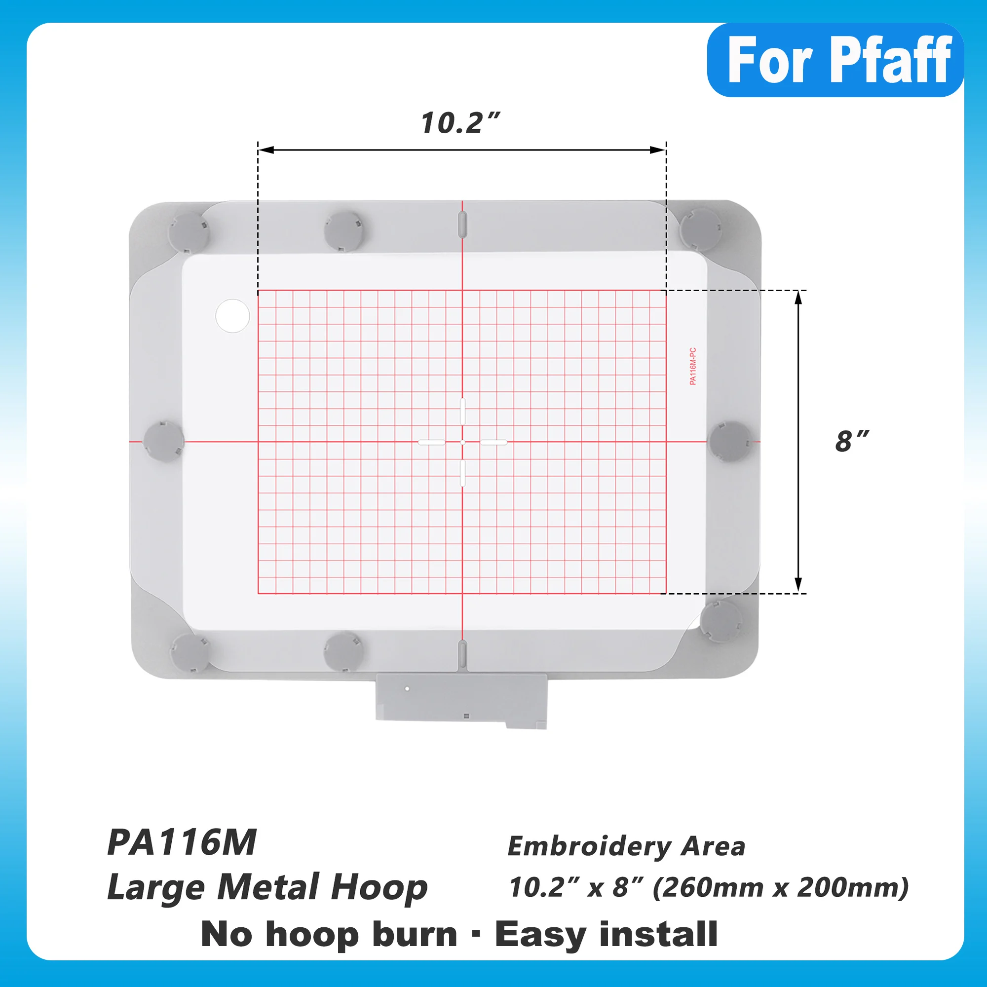 

PA116M Обруч для вышивальной машины для PFAFF Creative Icon 2, Icon, Creative Sensation, Pro, Pro II, Creative Vision Home Snap Hoop