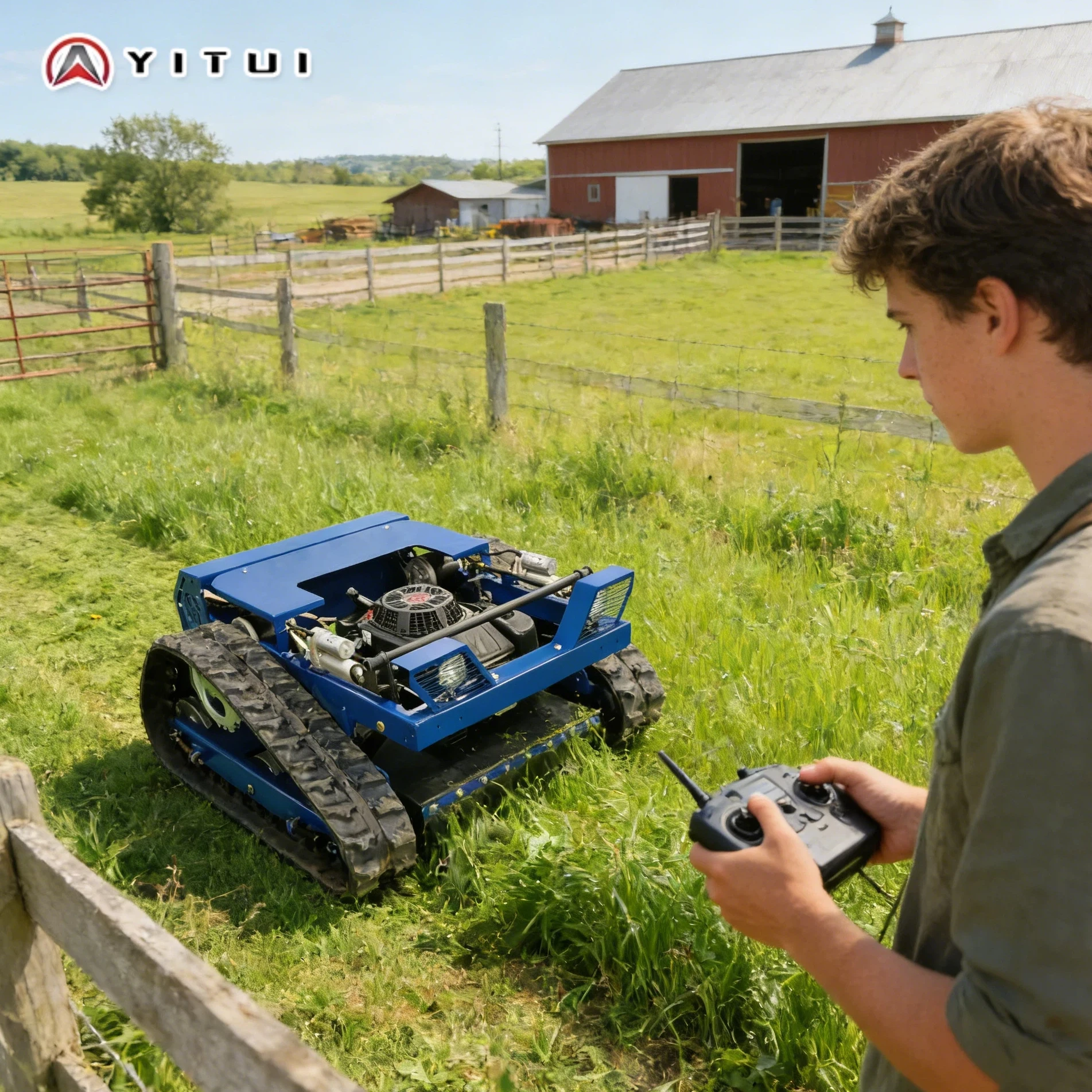 

All Terrain Multi Functional Lawn Mower Ideal for Rough Ground Wide Cutting Path Long Distance Remote Customized