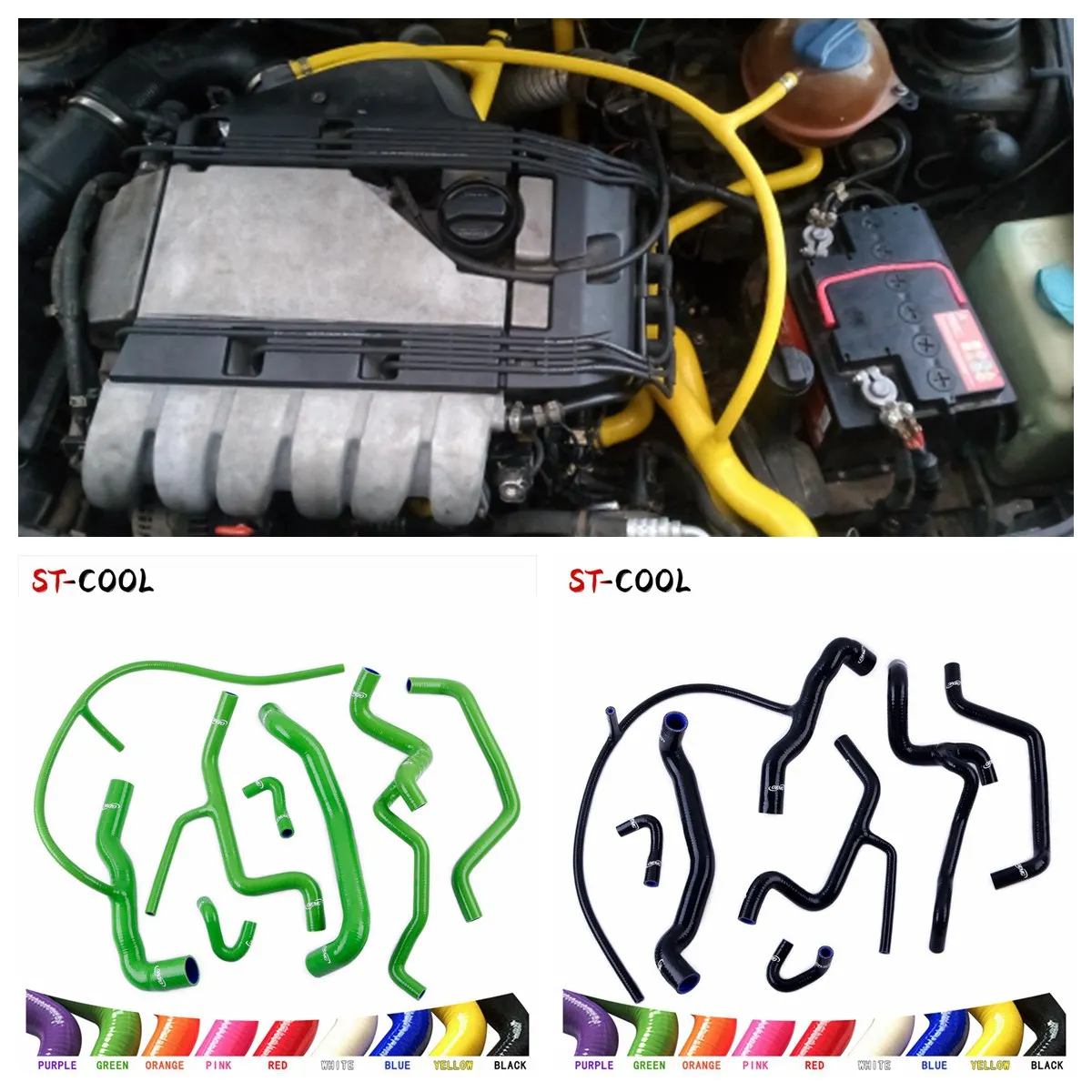 For Volkswagen VW Golf VR6 Jetta A3 MK3 Vento 1994-1998 For LHD 1995 1996 1997 Radiator Cooling Hoses Kit Silicone Tubes 7Pcs