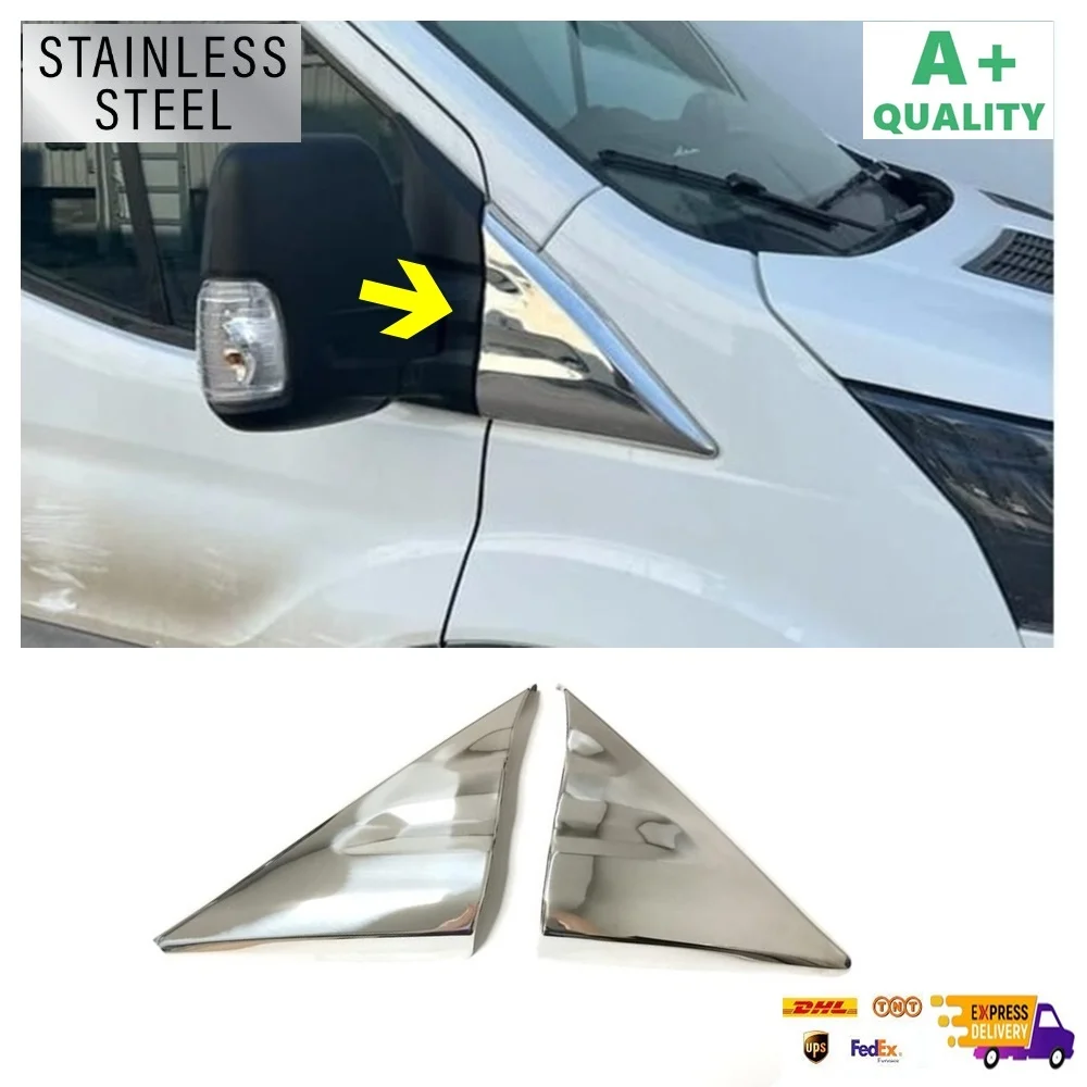 

For Ford Transit Chrome Butterfly Glass Place 2 Pcs. Models 2014- Up. Stainless Steel. A + Quality. Car Tuning