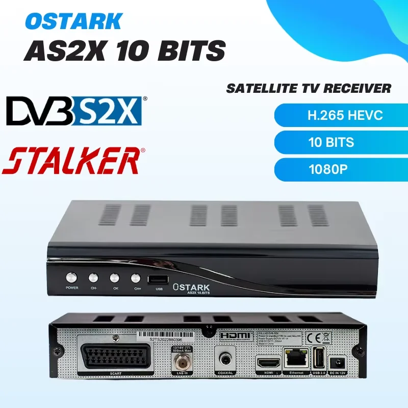 OSTARK AS2X 10 Bit Tvbox Satellite Receiver DVB S S2 S2X 1080P T2MI FHD HEVC Scart RJ45 WIFI DOLBY XTREAM ship from spain