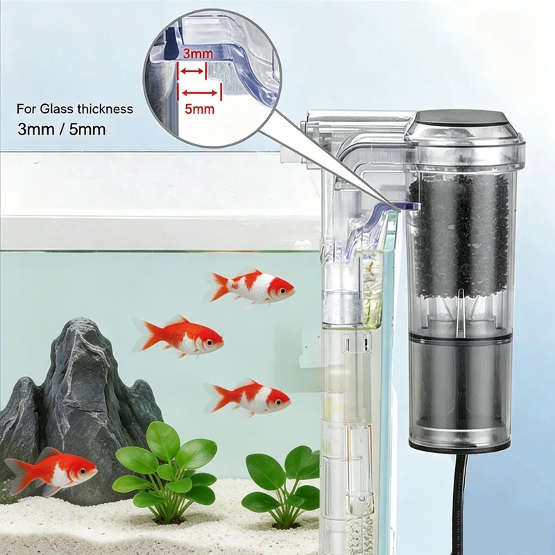 Neuer Aquarium-Hängefilter Mini-Filter für Fischbecken USB-Anschluss 2,5W Durchfluss 250H/L Geeignet für Aquarien unter 30cm – Detail 3
