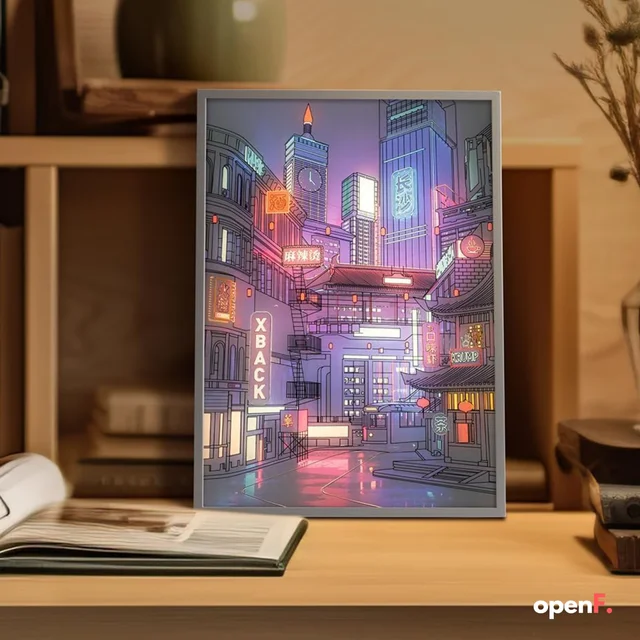 Anime LED Beautiful city night view light painting,HD picture