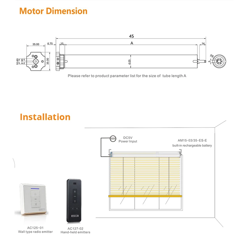 Imagem -05 - Zemismart-recarregável Roller Blind Motor com Painel Solar Sombra Motorizada Controle Remoto rf Tubo de 38 mm