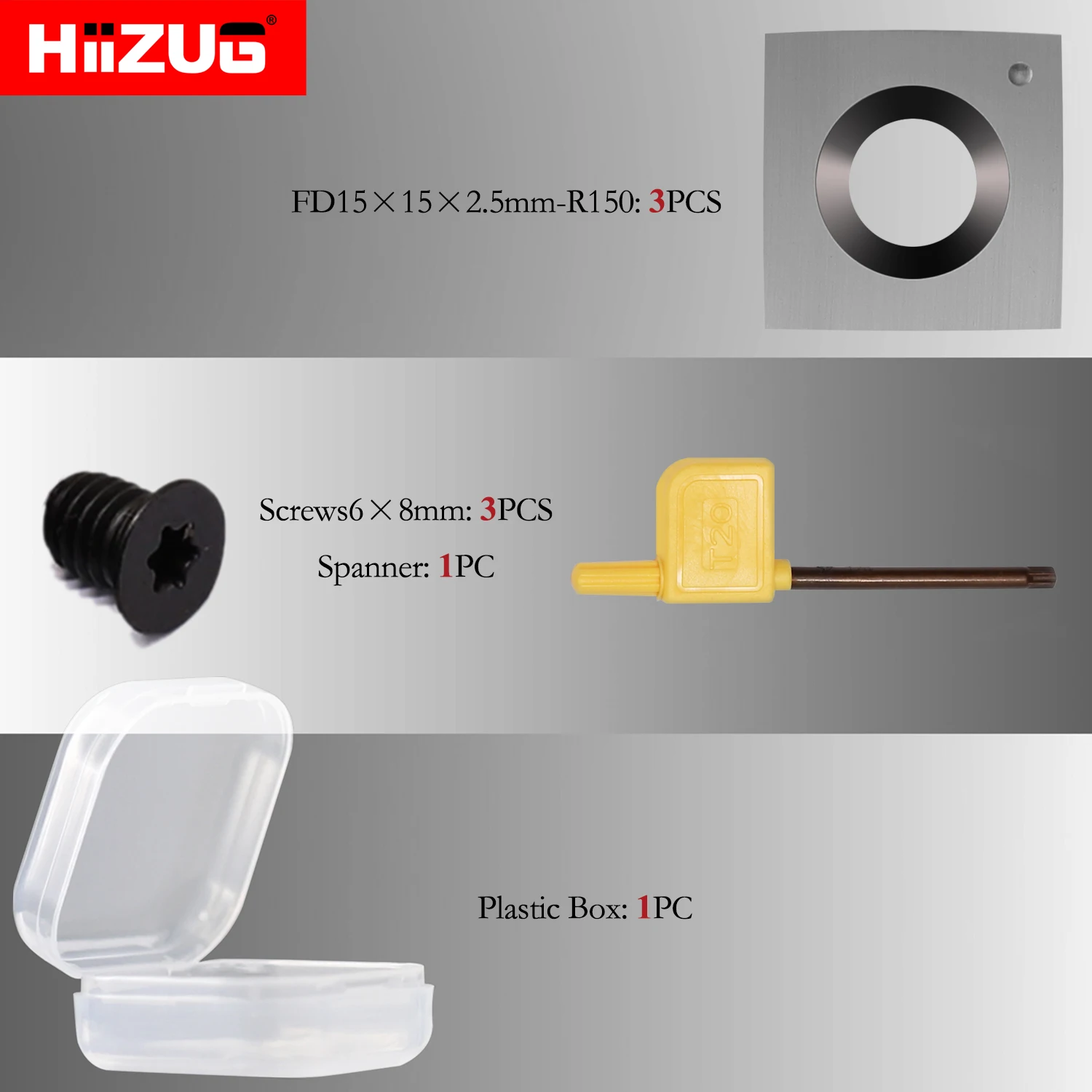 Imagem -02 - Inserções de Carboneto Raio R150 Faca de Carboneto Indexável para Carpintaria Espessura Espiral Helicoidal Plaina Cutterhead Peças 15 mm