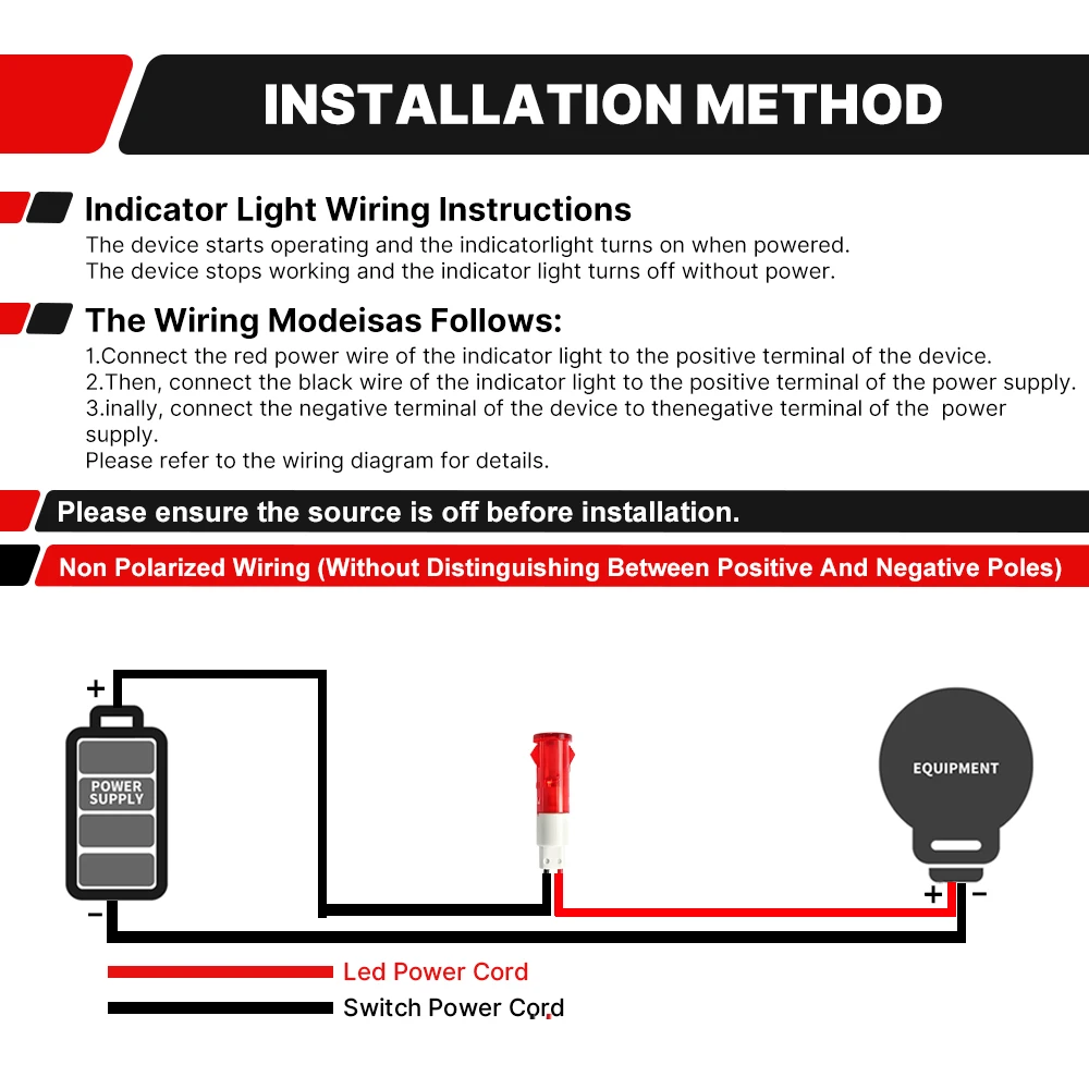 FILN 3 Stück 10mm Kunststoff-Einbau-LED-Anzeigeleuchte 12V 24V 110V 220V Vorverdrahtete Signal-Pilotlampe für Auto Boot LKW Marine – Detail 3