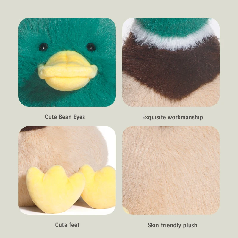 Bonito pato mallard animal de pelúcia brinquedo mole macio recheado pato verde plushie travesseiro boneca brinquedos presente para crianças