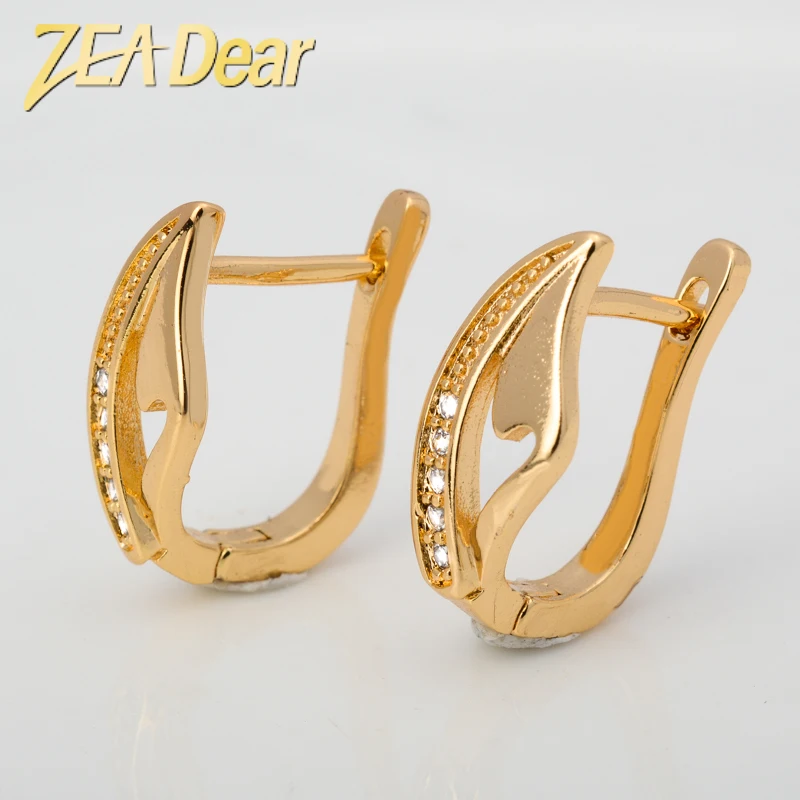 ZEADear Small Golden Vintage Luxury Simple Inlay Earrings  Zircon  Shiny Fashion Earring Set Wedding For Bride Women