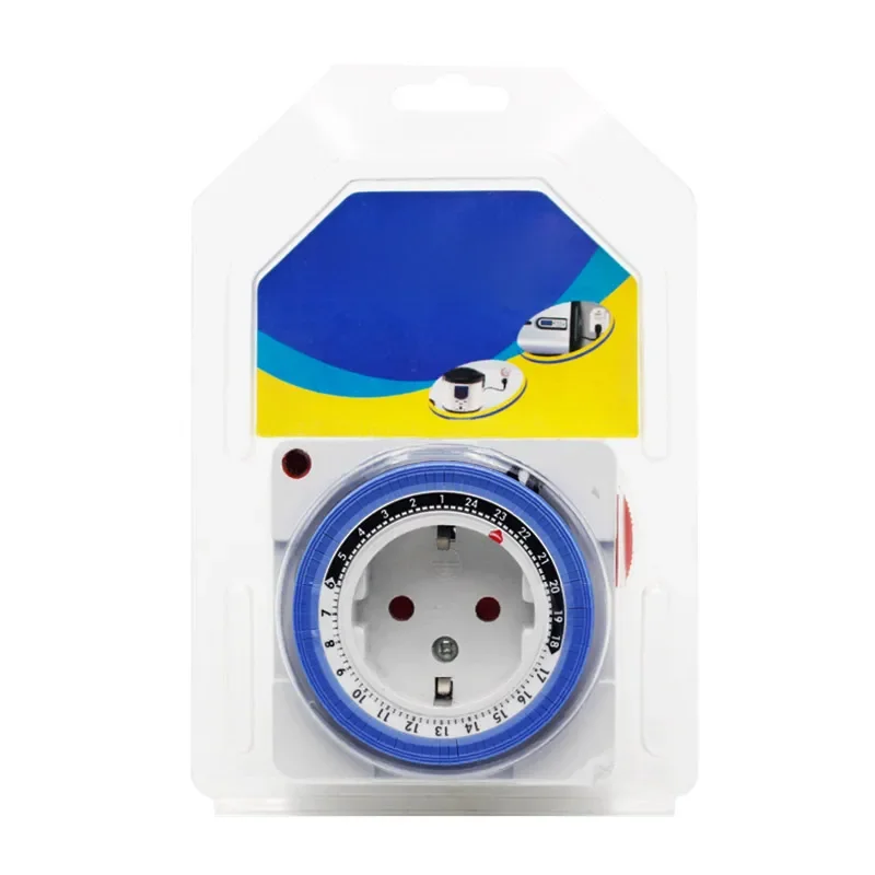 EU Timer Switch Timer 24 Hours Plug in Mechanical Grounded Programmable Smart Countdown loop Switch Socket Indoor Auto Power off