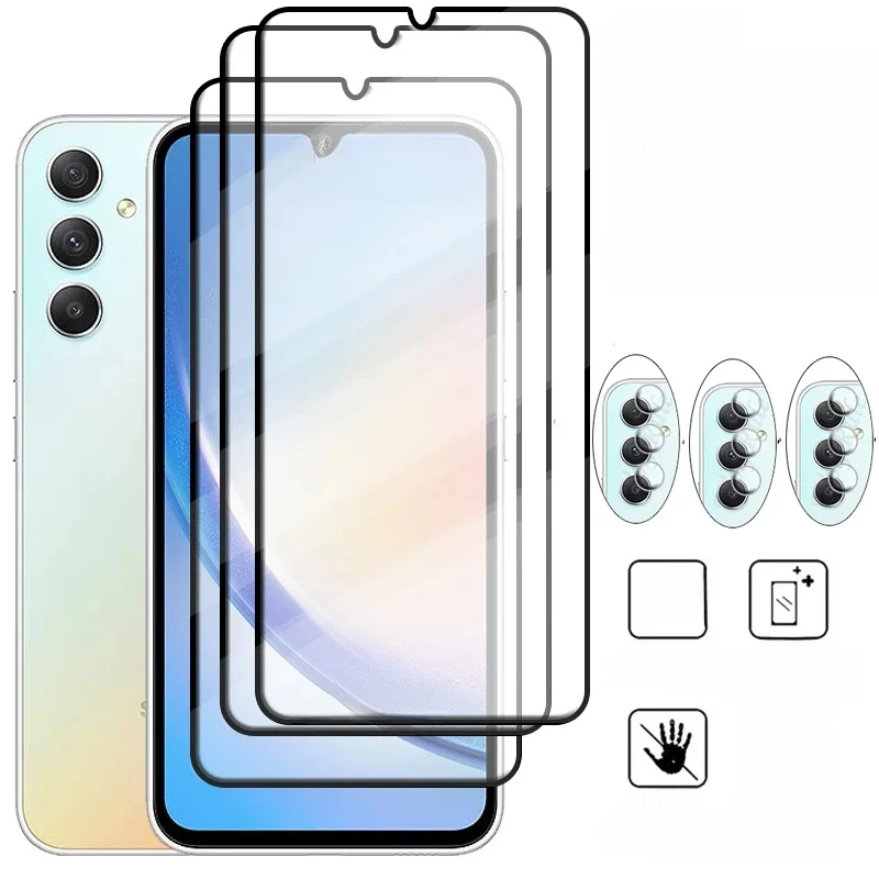 Verre 6 en 1 pour Samsung Galaxy A34 5G, pour Samsung A34 5G A05S A15 A35 A55 A13 A04S A14, protecteur d'écran, verre d'objectif Samsung A34