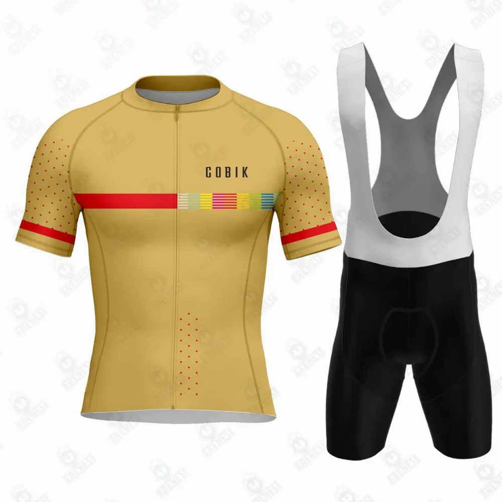 Yellow khaki Cobik Pro Team Cycling Set Summer MTB Bike Clothing Bicycle Sportswear Maillot Ropa Ciclismo Cycling Jersey Set