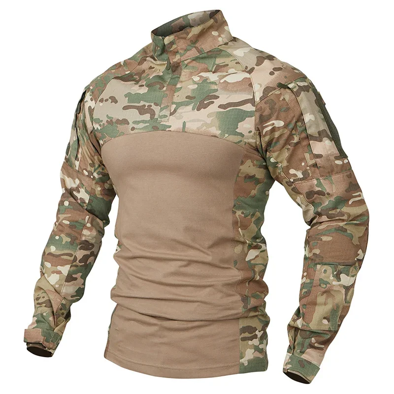 Koszula taktyczna Ripstop Camouflage Męskie koszule bojowe Camo z długim rękawem Bawełniana koszulka wojskowa z wieloma kieszeniami — zdjęcie 2