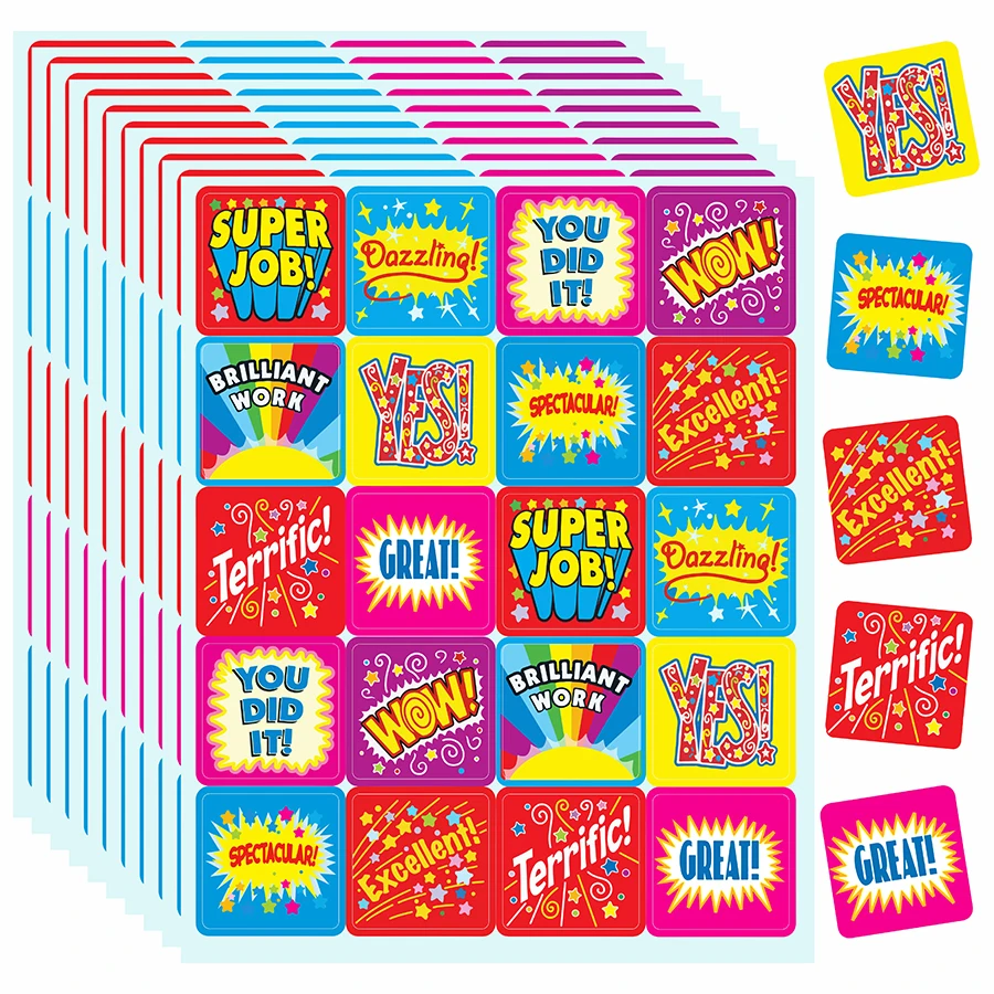 

200 шт. красочные поощрительные наклейки с фразами – квадратные декоративные этикетки со смелыми текстовыми дизайнами для подарочной упаковки, конвертов