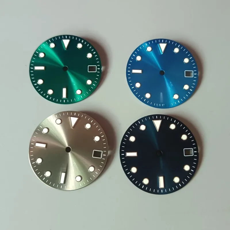 28,5mm Sunburst Zifferblatt blau graugrün leuchtendes Zifferblatt für seiko skx6105 nh35 nh36