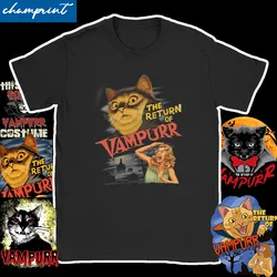 男性と女性のためのハロウィンラウンドネックTシャツ,「Vampr」の女性の猫の綿のTシャツ,半袖ホラーをテーマにしたTシャツ,大きいサイズのラウンドネック服