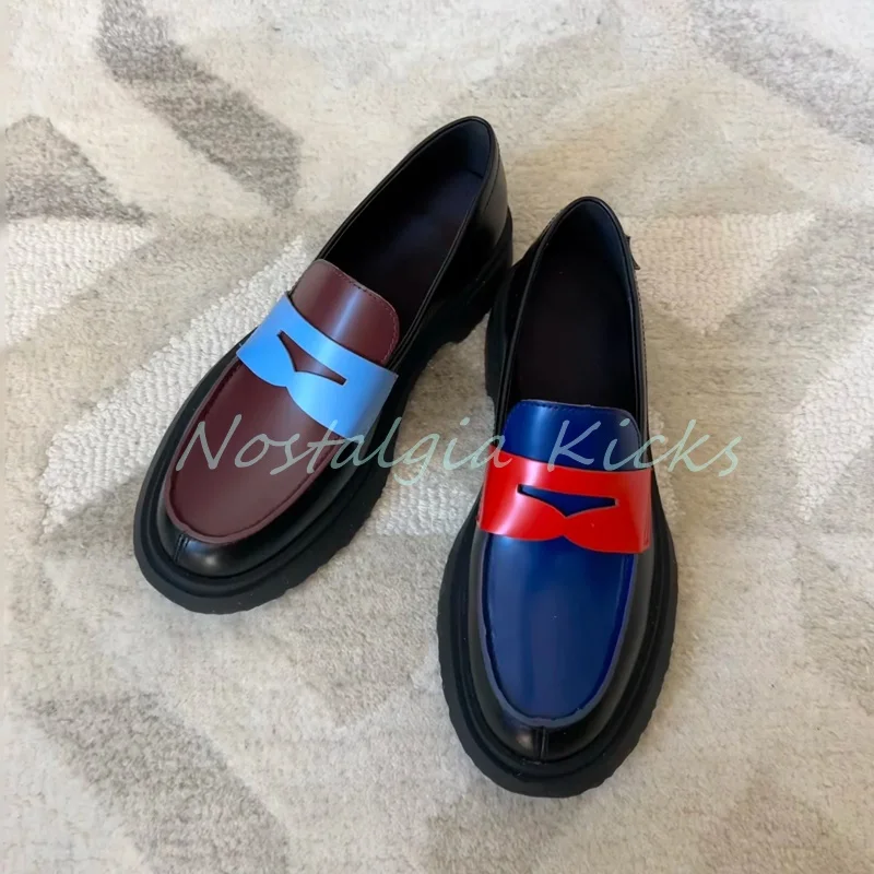 

New Arrival Casual Mixed Colors Thick Sole Loafers Genuine Leather Slip On Formal Shoes Platform Flat Handmade Men's Shoes