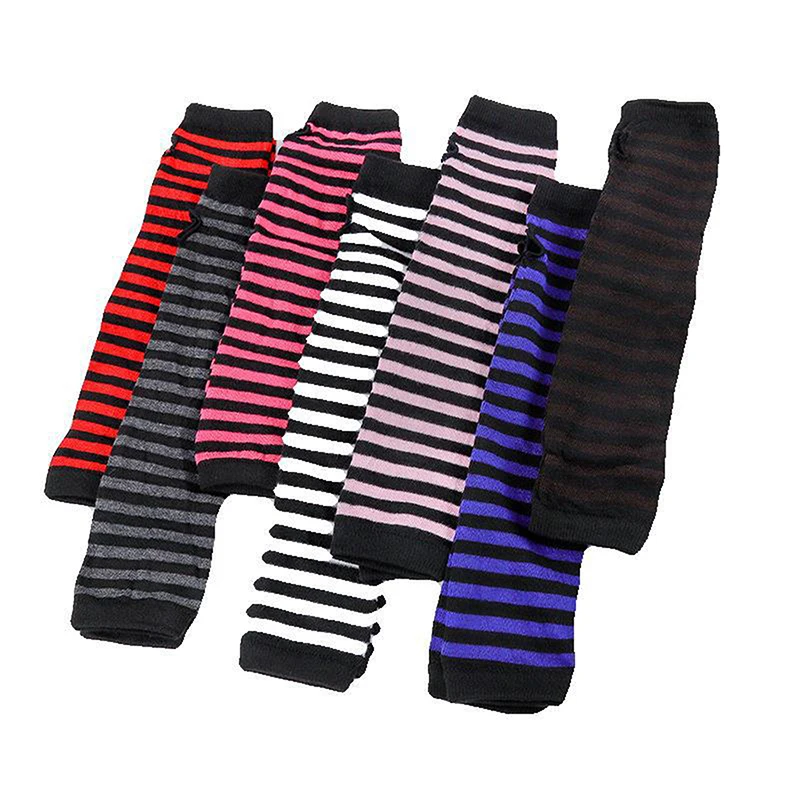 Y2K Fashion Women Girls Striped Elbow Gloves Cieplejsze dzianinowe długie rękawiczki bez palców