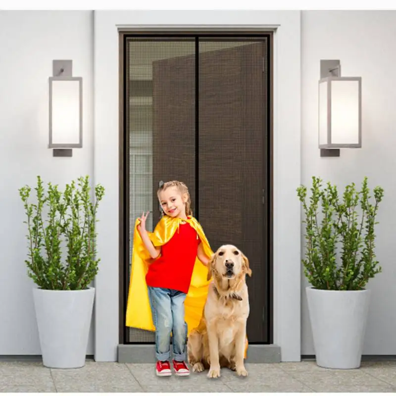 Black Fibreglass Magnetic Screen Door, Custom Size Auto Close Mosquito Net Curtain,Anti Fly Insect Invisible Mesh for Home Decor