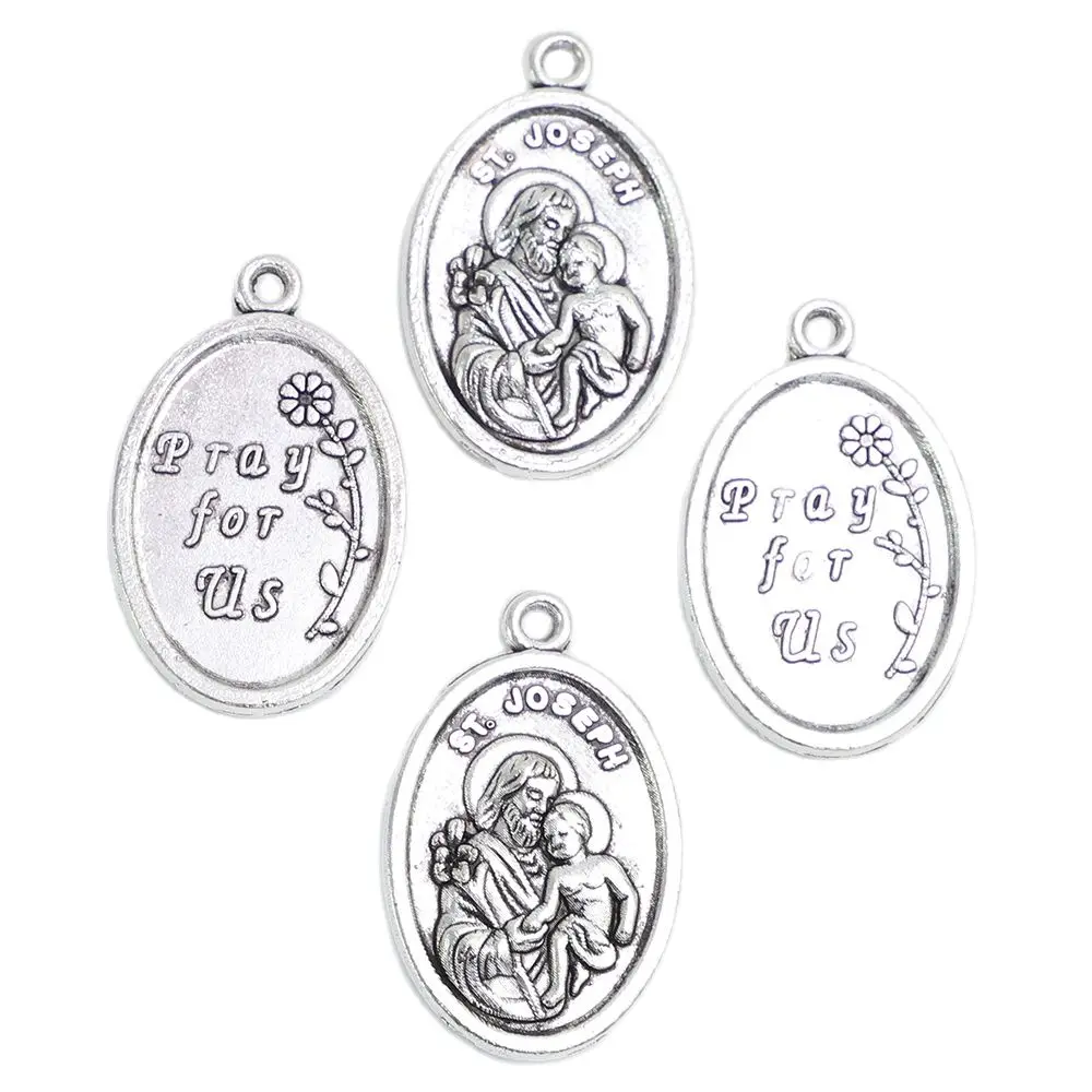 100pcs of St. Joseph with Child Pray For Us Religious Medal Pendant