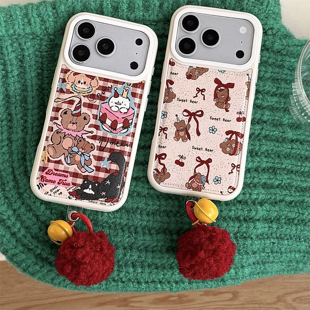 

New Cute Cartoon Skin Christmas and New Year Bear Suitable for iPhone 17 Pro Max 14/15/16 13 Pro Max Anti Drop Protective Case