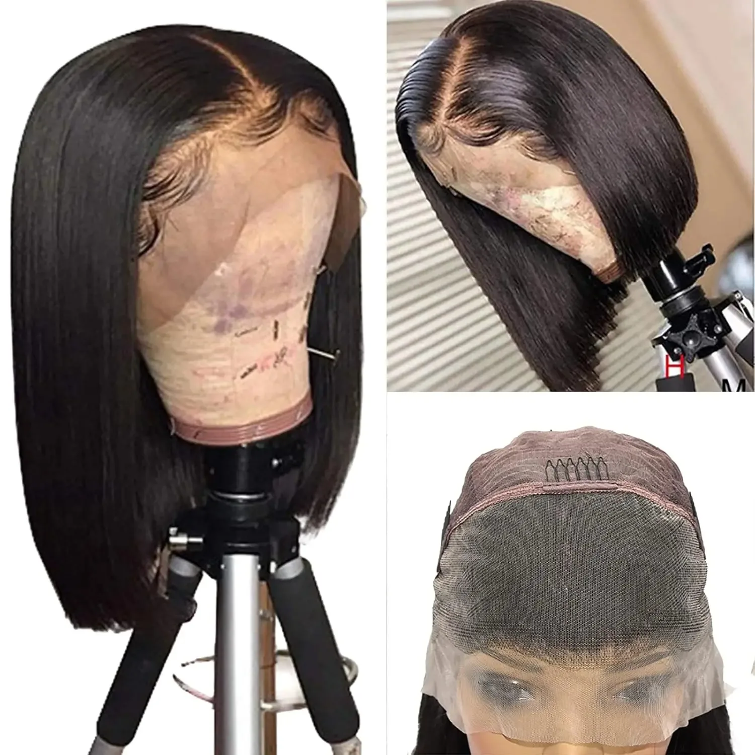 13x6 Bone Straight Bob Wig Lace Front Human Hair Wigs 6x6 Glueless Short Bob Wig 13x4 Lace Frontal Wig 200% Density For Women