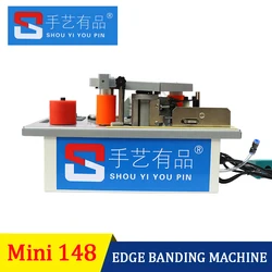 Mini Edge Banding Machine Woodworking Home Decoration Curved Straight Line Saw Bench Type Edge Banding Machine 220V 800W 7-60mm