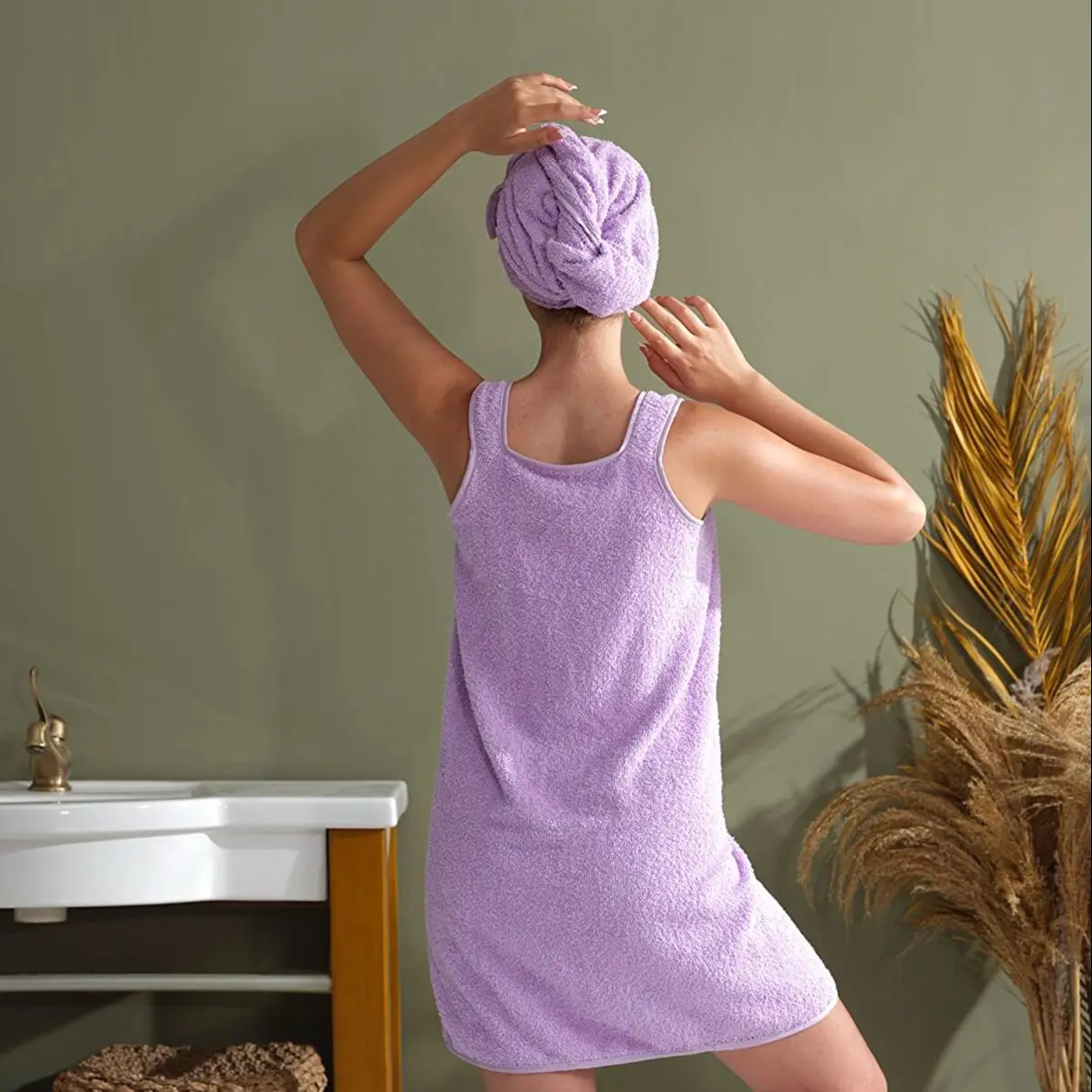 Peignoir suspendu et Bonnet de serviette, ensemble de Sauna, robe de plage, séchage facile, coton absorbant, Design d'eau