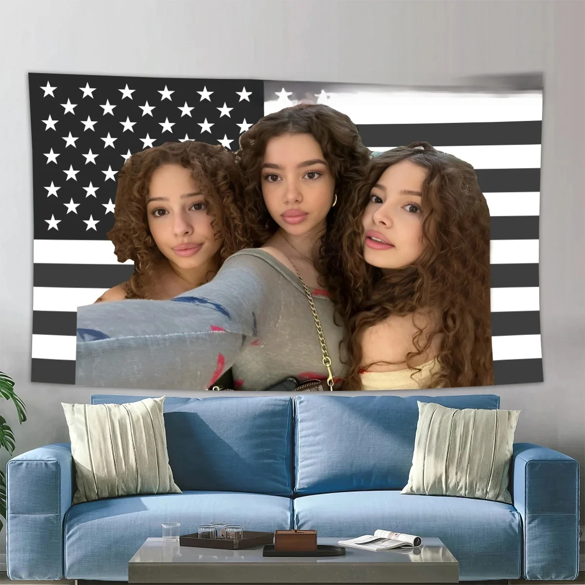 90X150CM Kalogeras Sisters 2024 Amerykańska flaga Wiszący gobelin ścienny Wystrój pokoju Podwójna penetracja do wystrój pokoju Wystrój akademika — zdjęcie 2