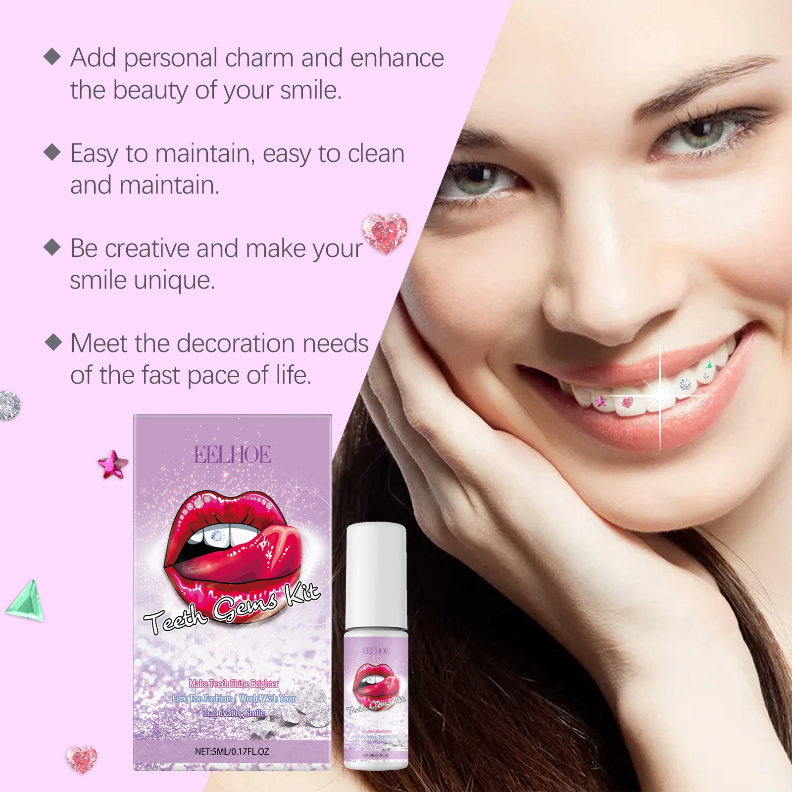 Tooth Jewelry Set Lighting Up Smile Enhance Personal Charm Replaced Daily Appearance Fast Curing Fashion Diamond Accessory Set