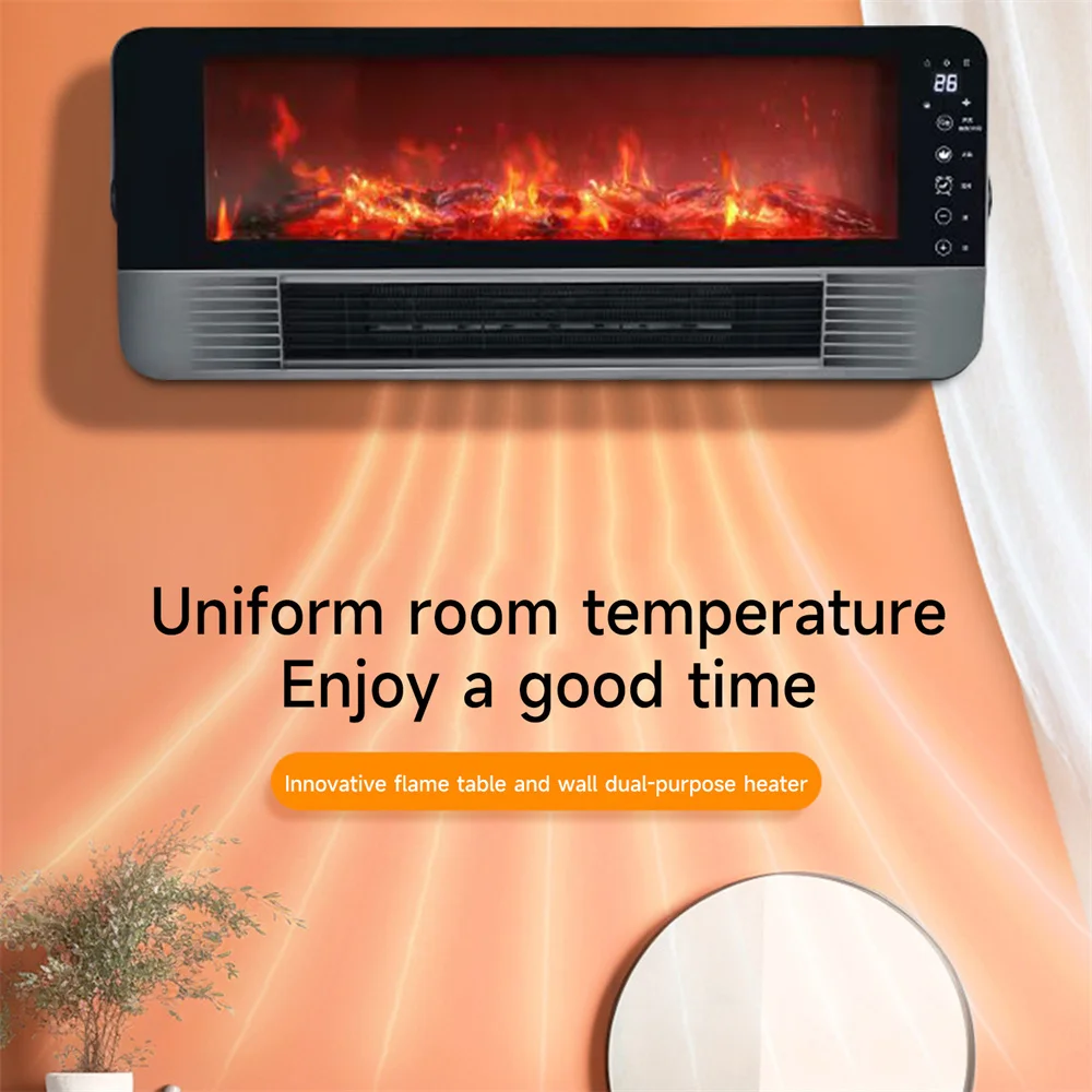 Floor Fireplace Heater Wall-Mounted Simulation Flame Remote Control Electric Fireplace New Heater Desktop Blowing Heat Warm Fan