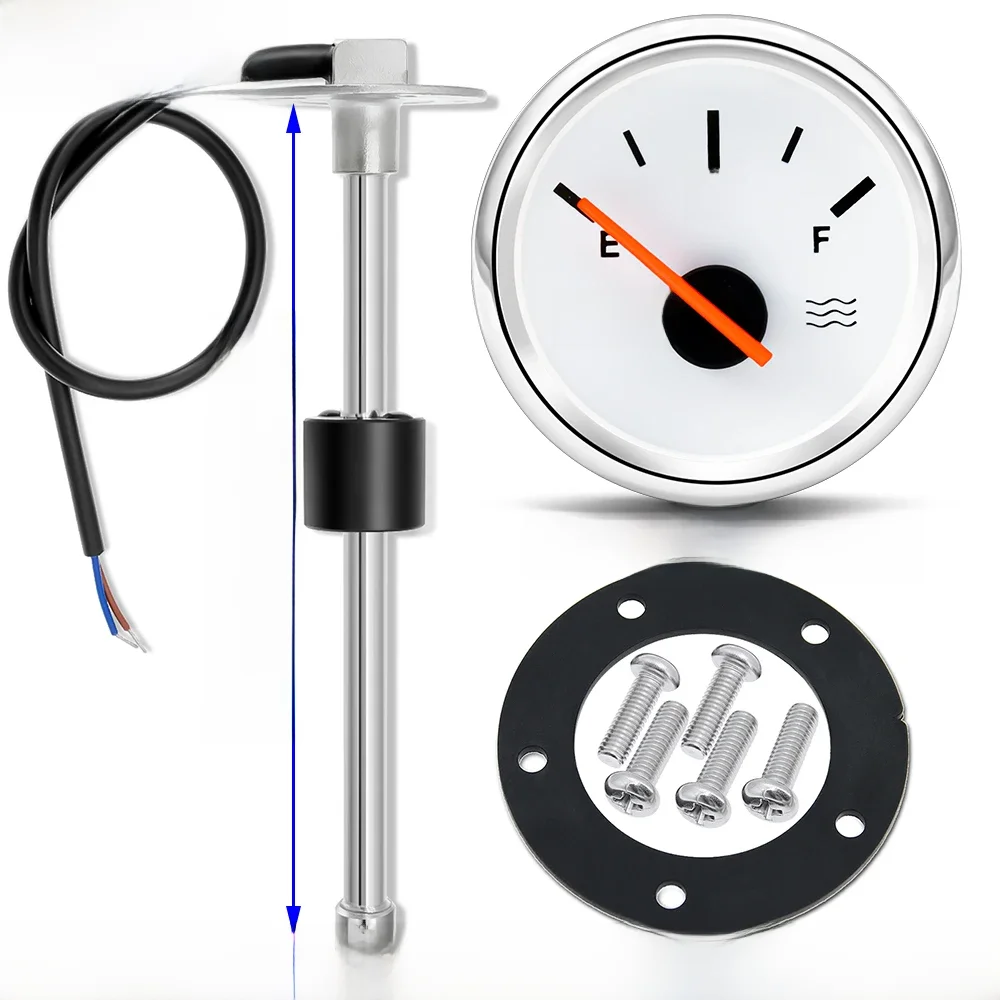 0-190Ohm Watervlotter Sensor + Waterniveaumeter Rode Kleur LED 52mm Watertank Meter Indicator Voor Marine Auto RV Camper Jacht 9-32V - afbeelding 2