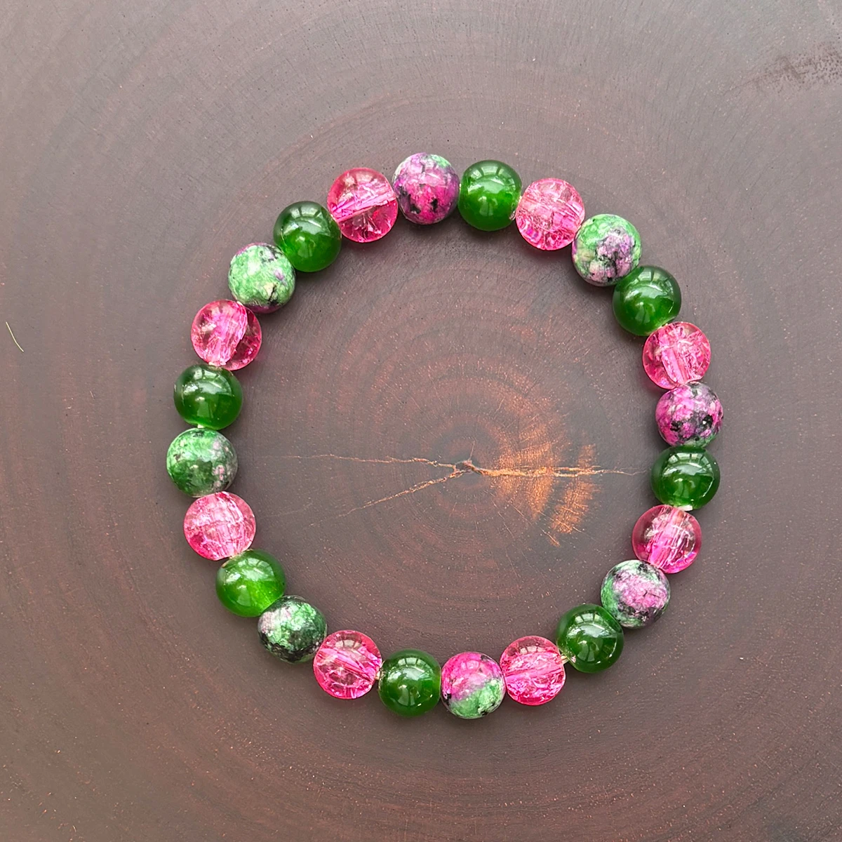 1pc/8mm bracelet red and green gemstone handmade beads men and women jewelry gift