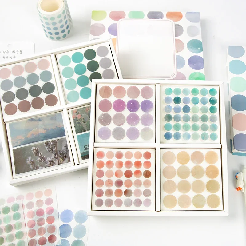 100 arkuszy akwarela naklejka w kropki Bullet Journaling akcesoria Scrapbooking DIY kolorowa etykieta naklejka Washi artykuły papiernicze prezent — zdjęcie 2