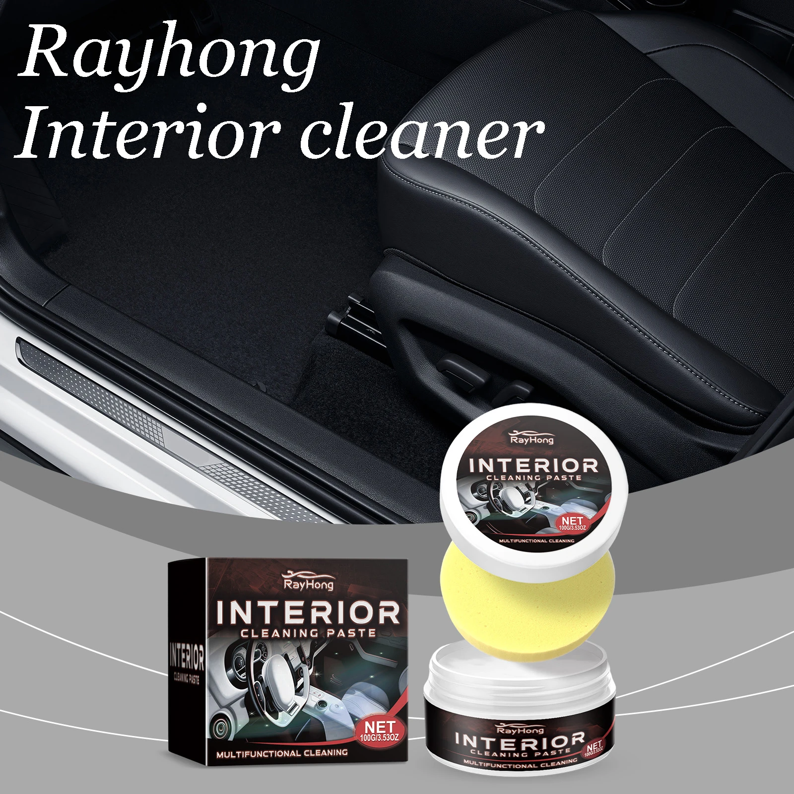 

Паста для чистки салона Rayhong, безводное удаление пятен, восстановление оригинального цвета и блеска, полировка, очиститель салона кожи