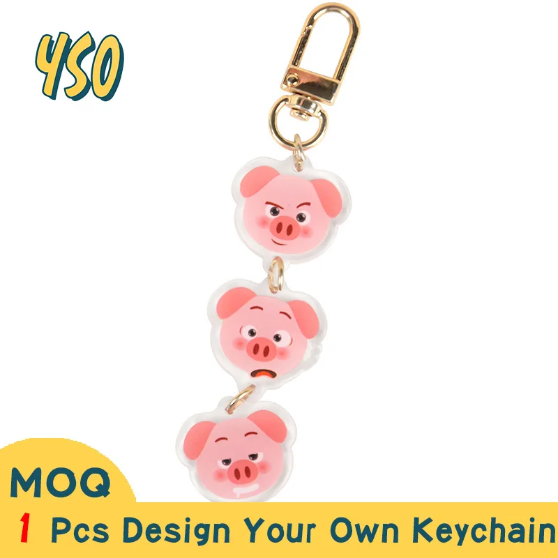 YSO CNC Diamond Cut Cartoon Cute Hot Sale High Quality Originality Custom Acrylic Keychain Series Connection Charms Set