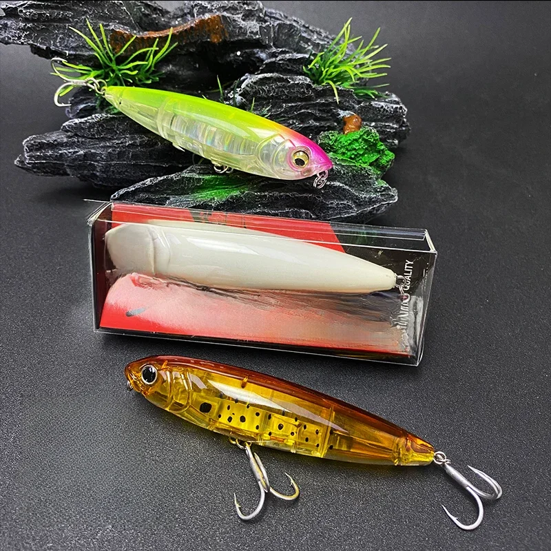 Leurre de pêche flottant 17g 100mm Surface Pencil Laser Wobbler Topwater Walk the Dog, appâts artificiels pour truite et black-bass, accessoires