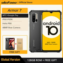 Ulefone Armor 7 Robusto Telefone Móvel Android 10 2.4G/5G WiFi 8GB + 128GB Helio P90 IP68 48MP CAM 4G LTE Versão Global Smartphone