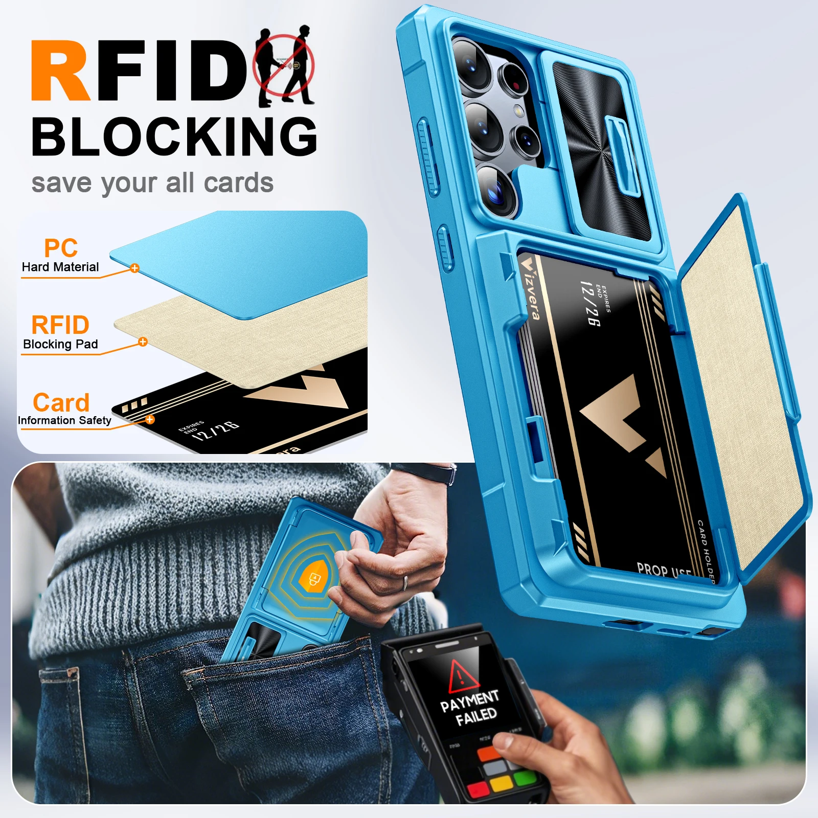 With Card Holder Sliding Camera Cover And Stand For Samsung Galaxy S25 Ultra Phone Case, Anti-Fall PC+TPU Wallet Case