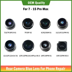 Rear Camera Blue Lens Parts For iPhonn 15 14 13 12 11 Pro MAX 7 8 Plus X XS XR XSM Mini Back Camera Repair Replacement Accessory