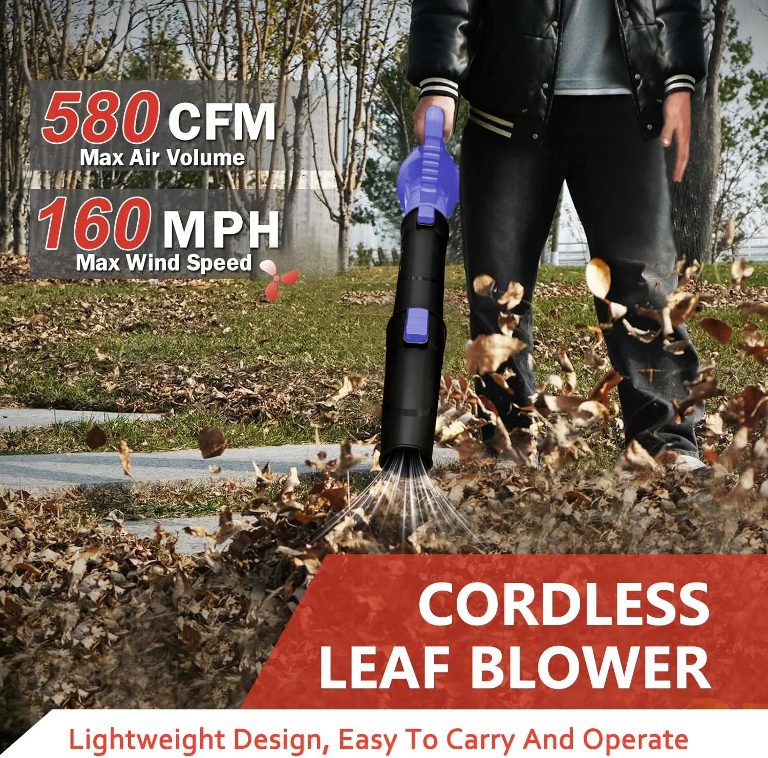 Soffiatore per foglie elettrico Soffiatori per foglie portatili senza fili per la cura del prato Soffiatore per erba leggero portatile per cortile