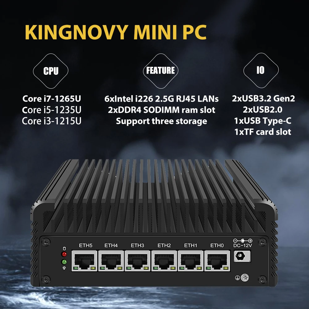 Proxmox-enrutador suave de 12ª generación, Alder Lake, 2,5G, Intel i7, 1265U, i5, 1235U, 8505, 6x, i226-V, sin ventilador, Mini PC, Firewall